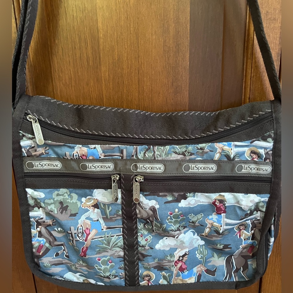 Lesportsac Blue and Black Character Print Messenger Bag - Picture 3 of 5